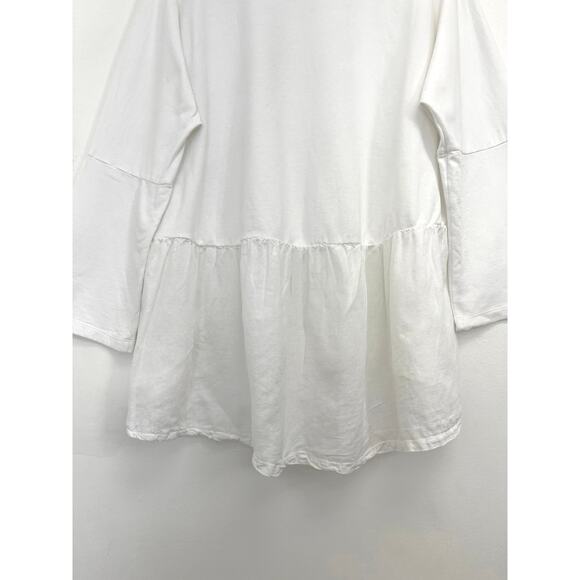 Anthropologie Postmark Mixed Media Cotton Linen Dolman Peplum Hem Flowy Top - L - Picture 8 of 10